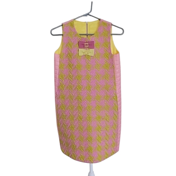 Mi Mi Sol Girls Wool Large Houndstooth Quilted Pink Yellow Size Large - Picture 1 of 14